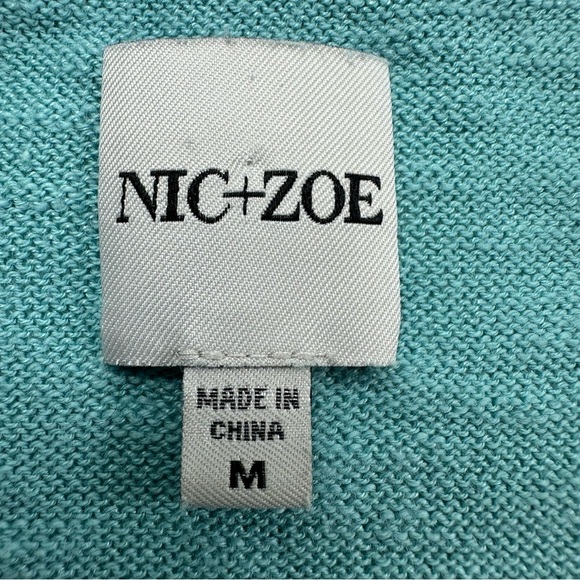 Nic Zoe Slub V Neck Sweater Womens Medium Long Puff Sleeve Cotton Blend Casual - Picture 5 of 9